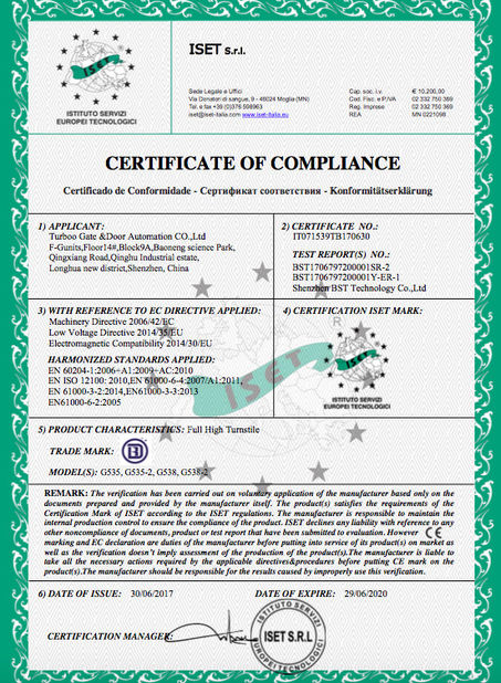 China Turboo Automation Co., Ltd certificaten